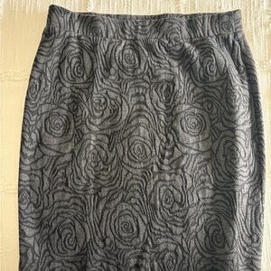 LOFT Black and Gray Floral Jacquard Mini Skirt